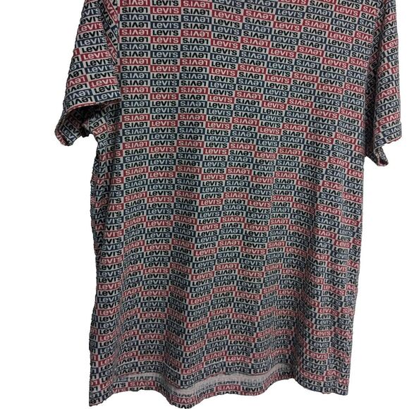 Levi's Logo Shirt Men Large Tee Unisex Crewneck Short Sleeve Red/Gray L - Picture 5 of 7